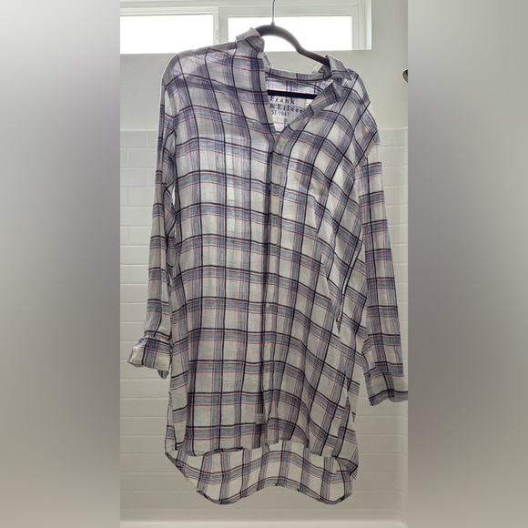 Frank & Eileen Dresses & Skirts - Frank & Eileen White Shirt Dress with Red and Blue Plaid. Size S. NWOT.